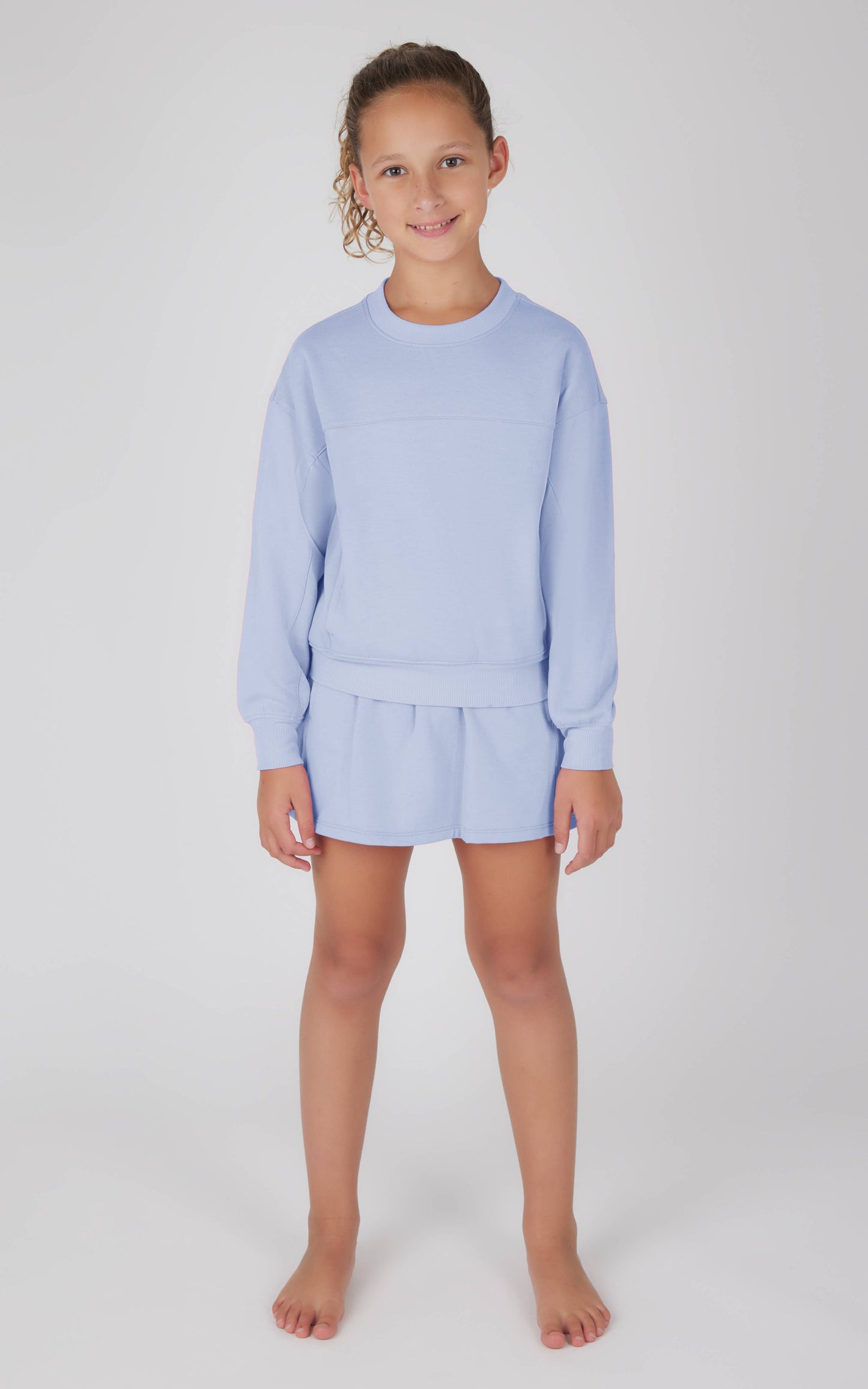 Girls Terry Brushed Crew Pullover and Skort - Set