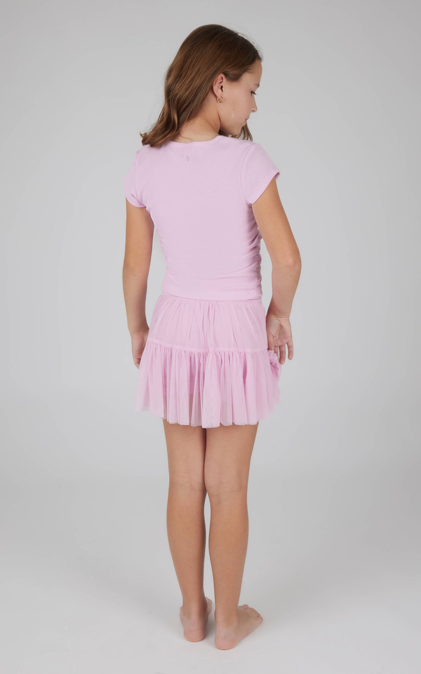 Girls Top and Mesh Jersey Double Tier Ruffle Skort 2 PC SET