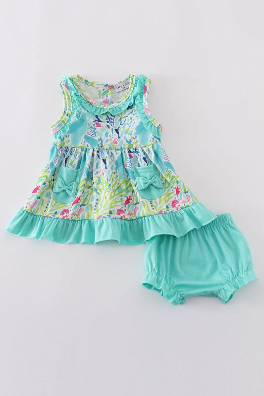 Tropical breeze print bloomer set