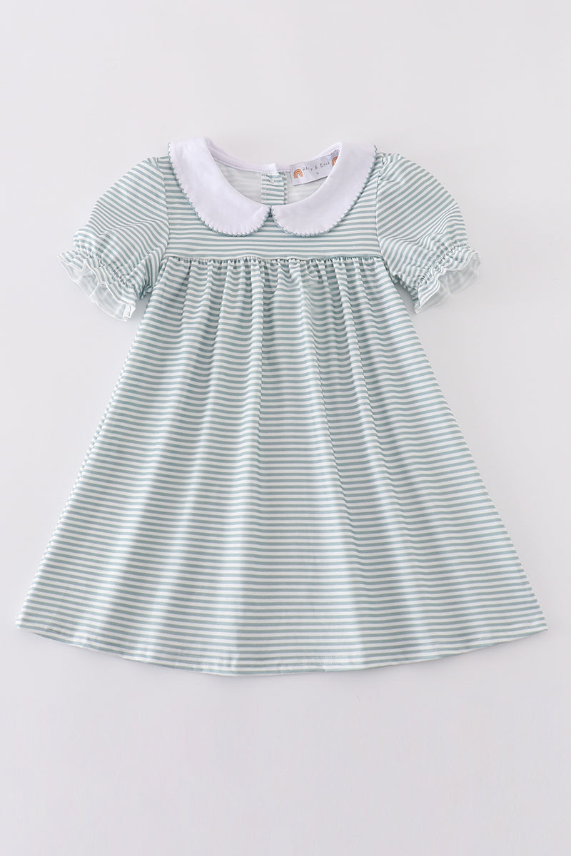 Sage stripe girl dress