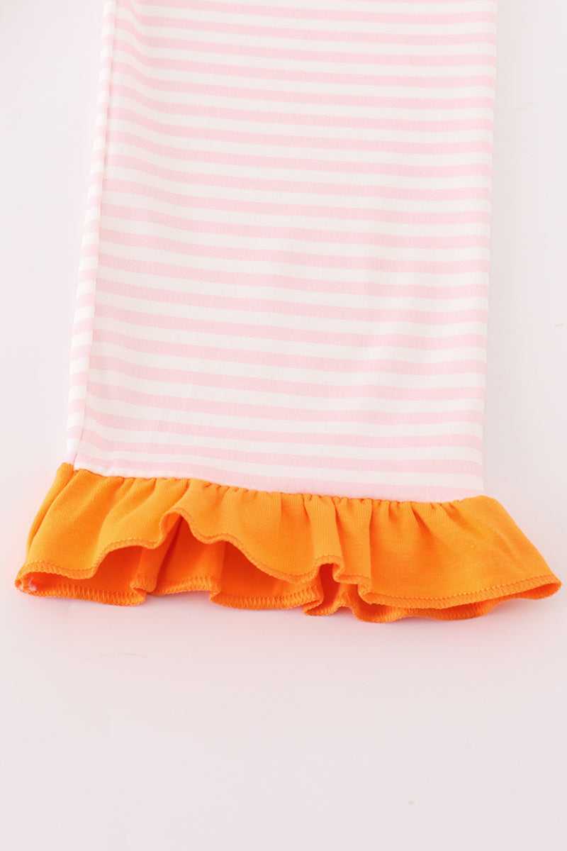 Pink stripe pumpkin applique girl set