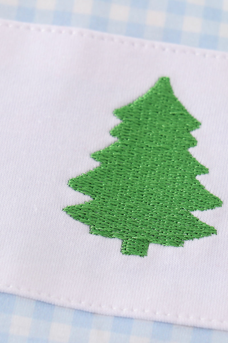 Green christmas tree applique boy pants set