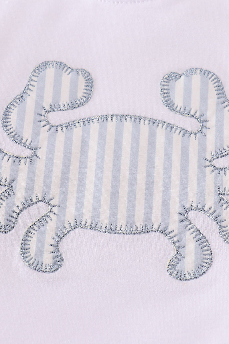 White crab applique boy bloomer set