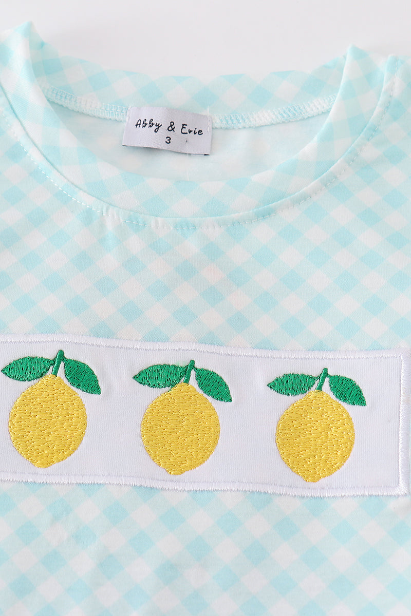 Mint lemon embroidery boy set