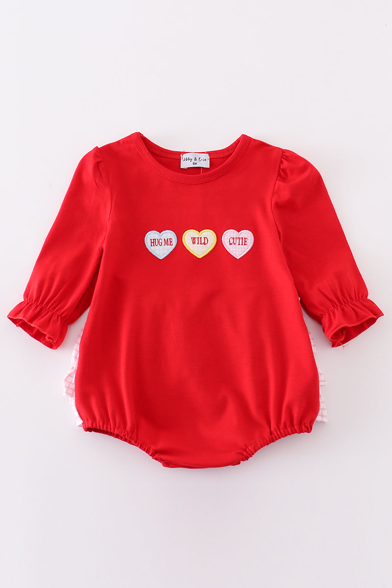 Red valentine's day heart embroidery girl bubble