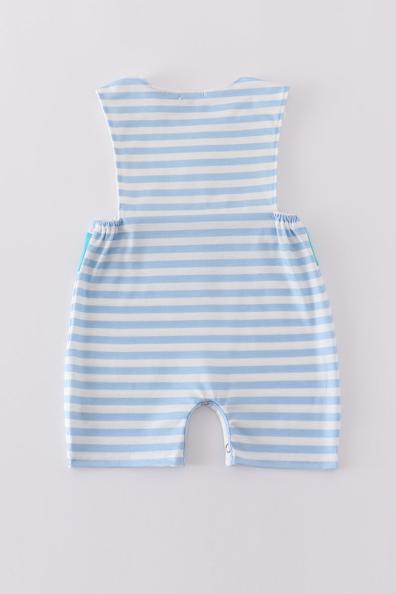 Blue stripe helicopter embroidery smocked boy jonjon