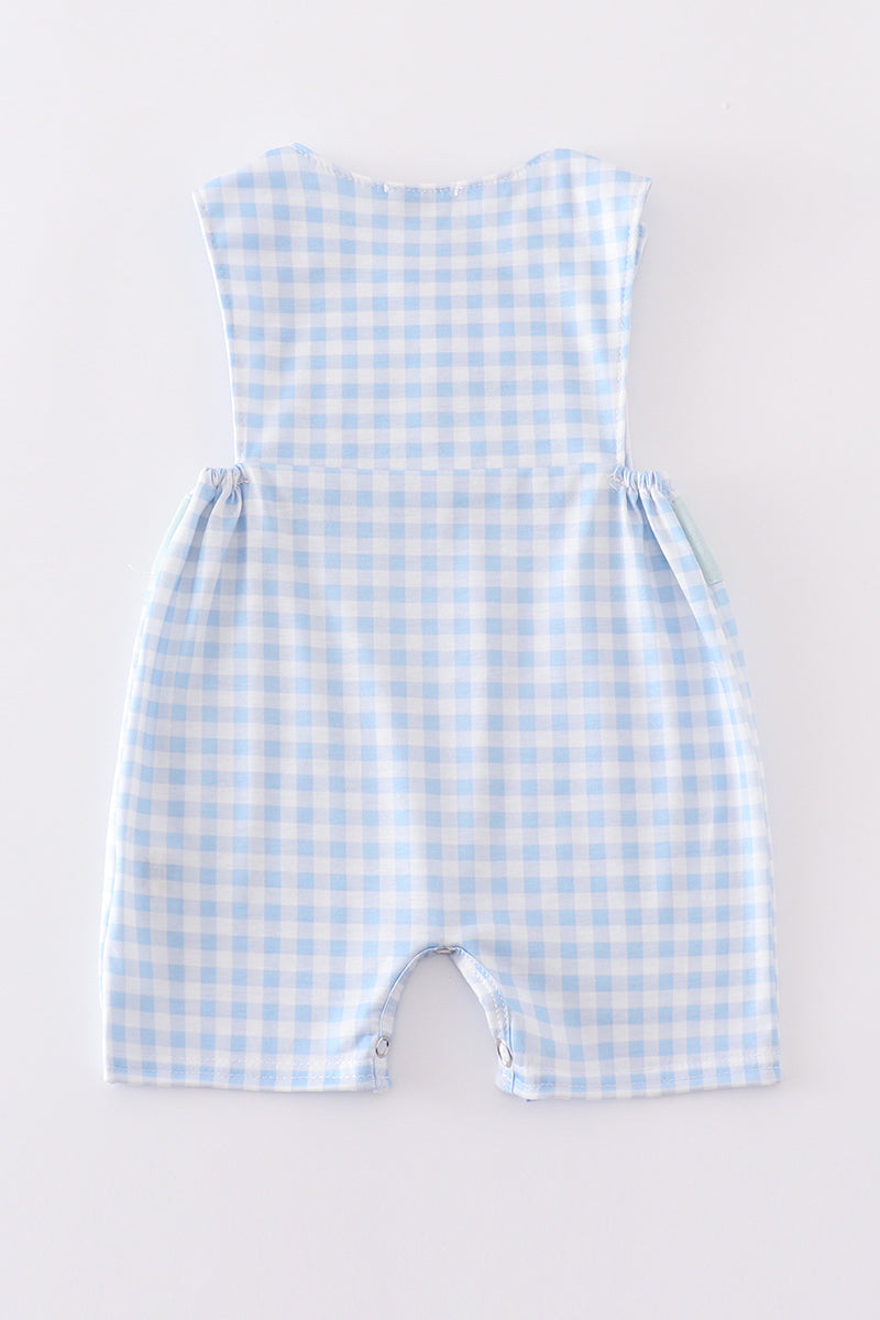 Blue bunny embroidery gingham jonjon