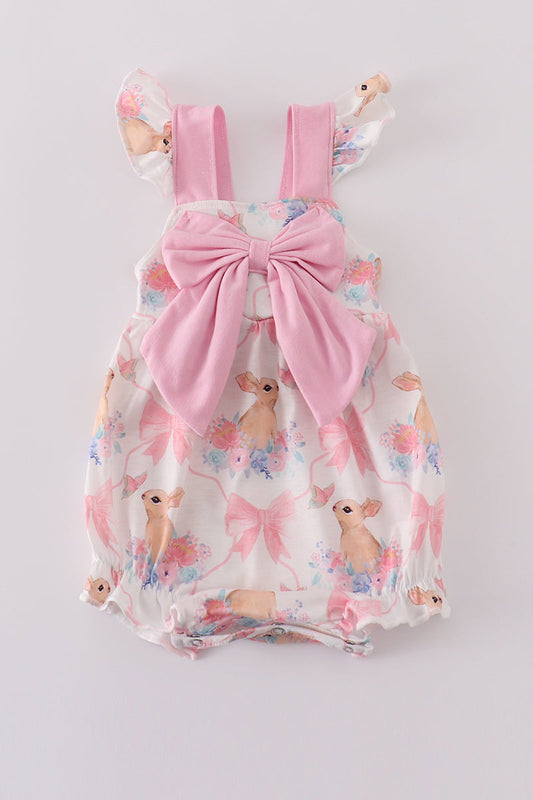 Pink easter bunny bow girl bubble