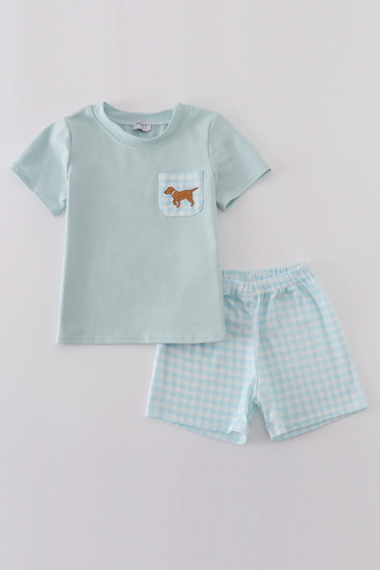 Blue puppy embroidery set