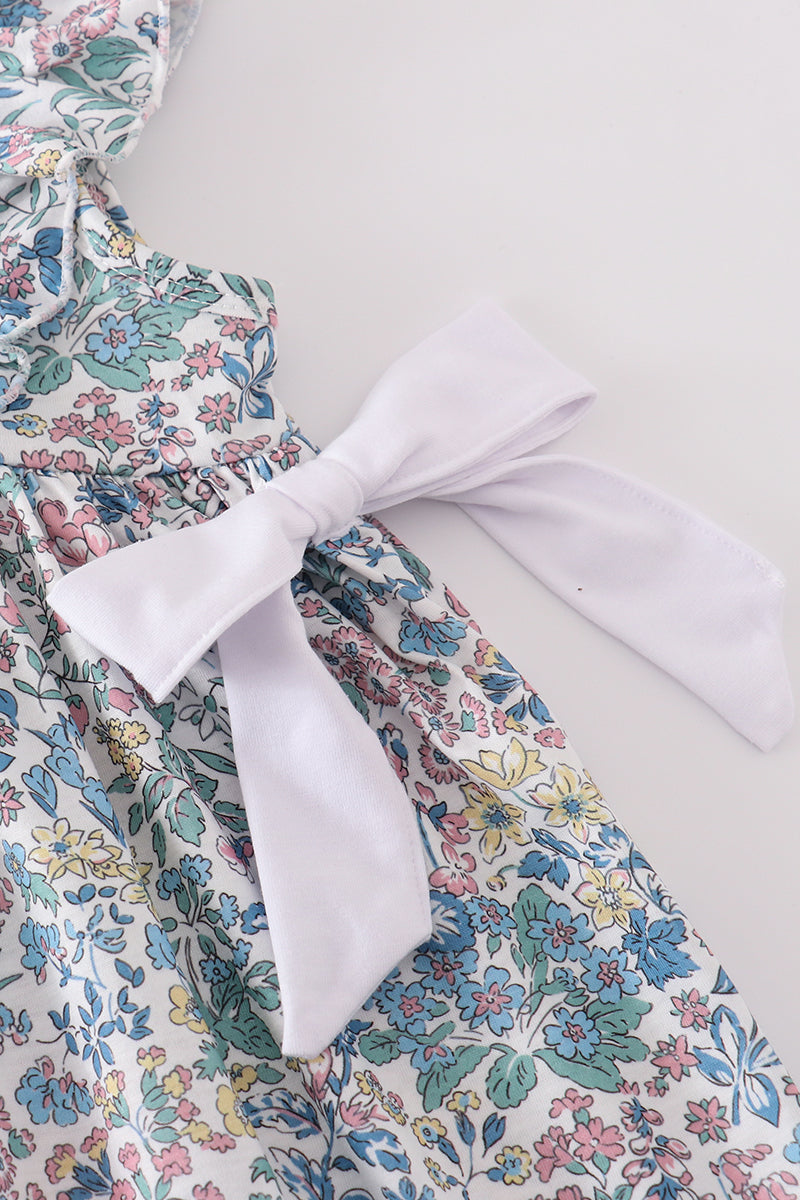 Vintage meadow print bow dress