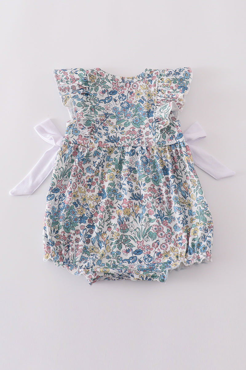 Vintage meadow print bow bubble