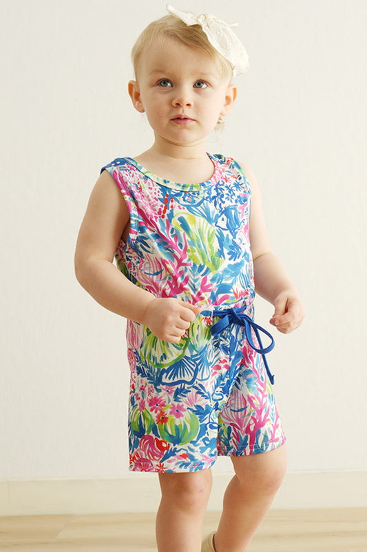 Blue undersea coral garden girl jumpsuit