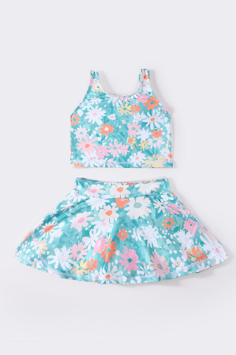 Daisy meadow print girl 2pc swimsuit