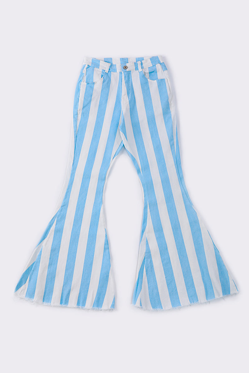 Blue women stripe denim jeans