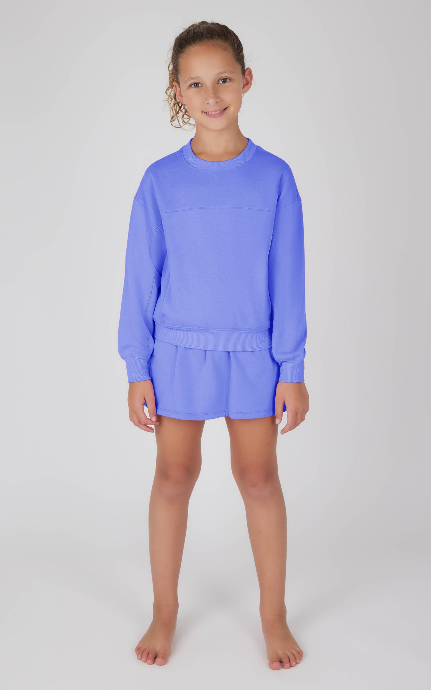 Girls Terry Brushed Crew Pullover and Skort - Set