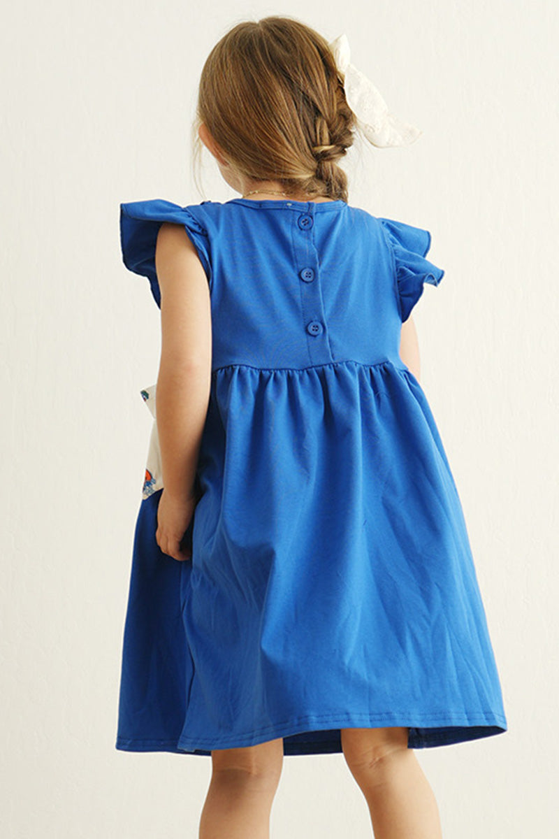 Blue gators embroidery girl dress