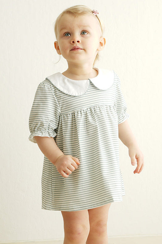 Sage stripe girl bloomer set