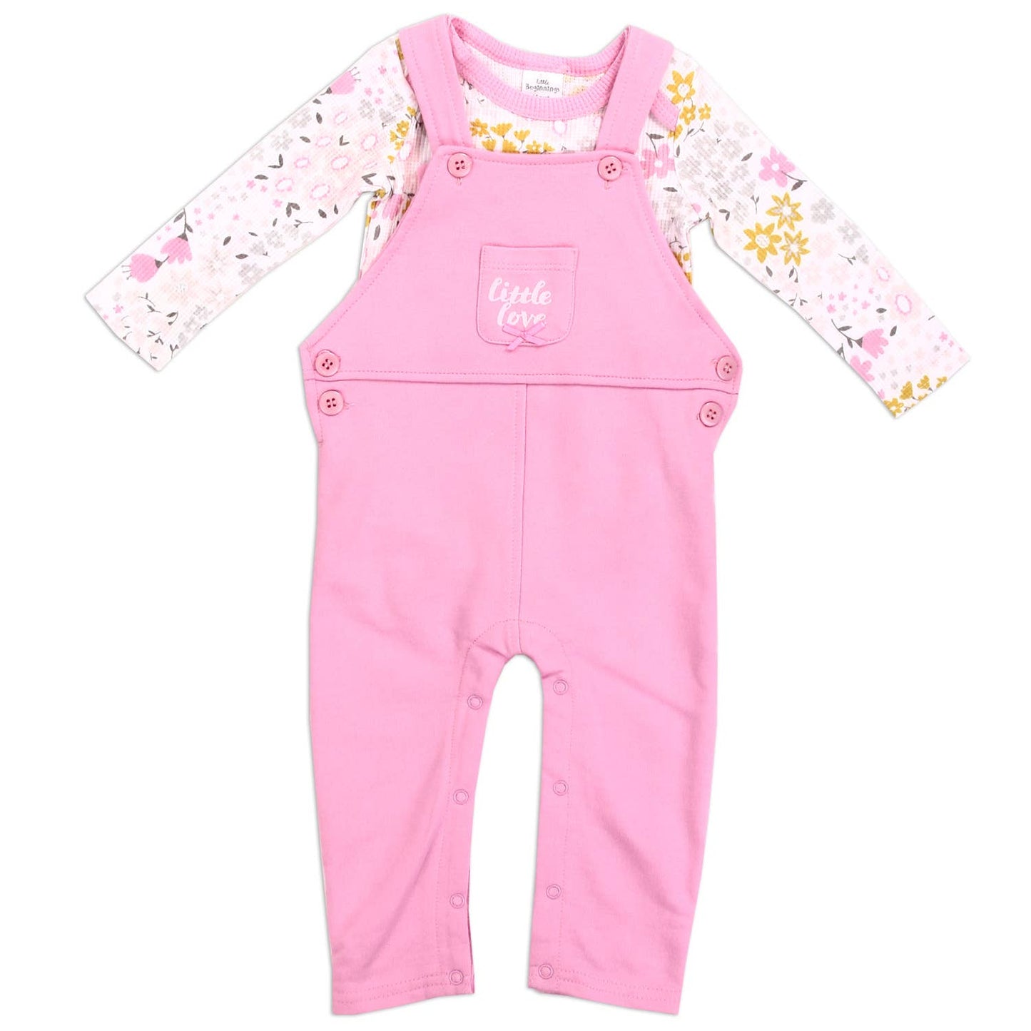 LITTLE BEGINNINGS Girls Newborn 2-Piece Overall Set