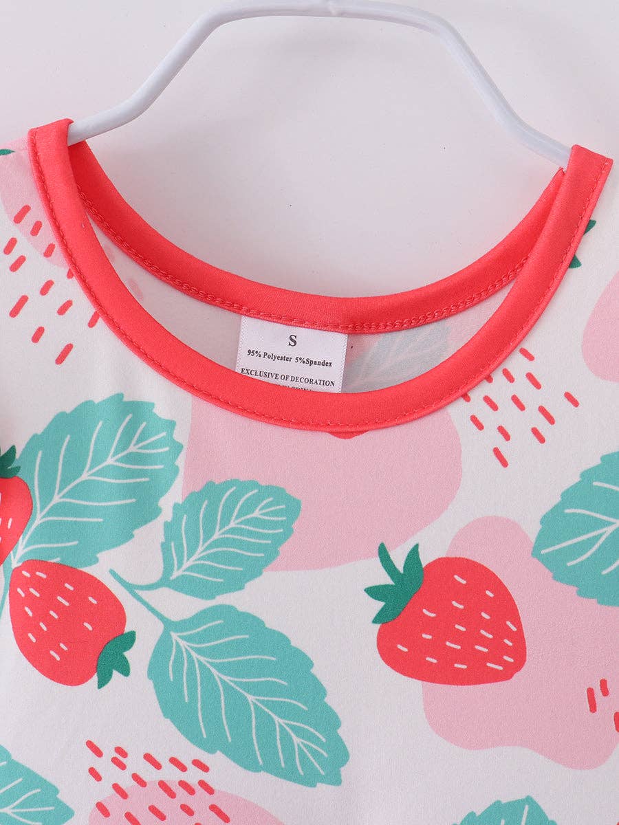 Spring 2024 Clothing Pink Strawberry Ruffle Girl Dress