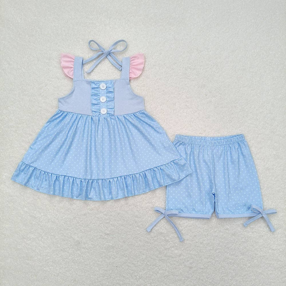 Baby Girls Princess Summer Sibling Sister Top Shorts Clothes Sets