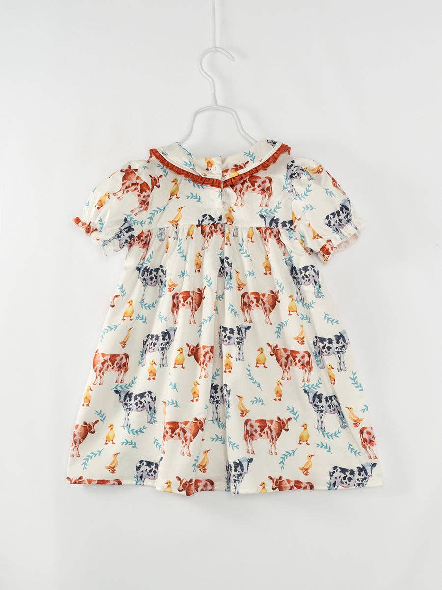 Cow Vintage Ruffle Girl Dress