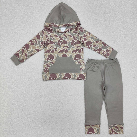 Baby Boys Green Camo Hooded Top Pants Clothes Sets