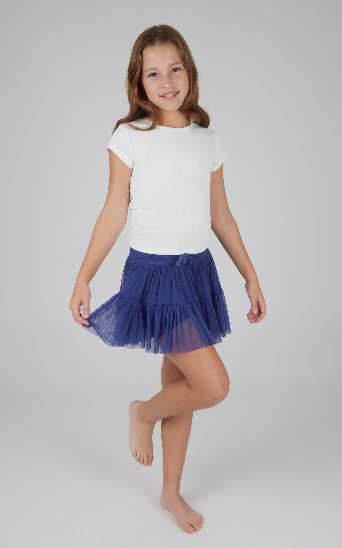 Girls Top and Mesh Jersey Double Tier Ruffle Skort 2 PC SET