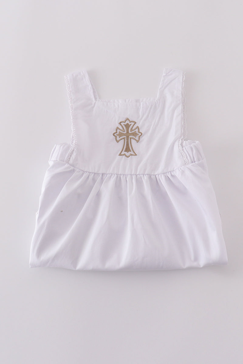 Premium cross embroidery  romper