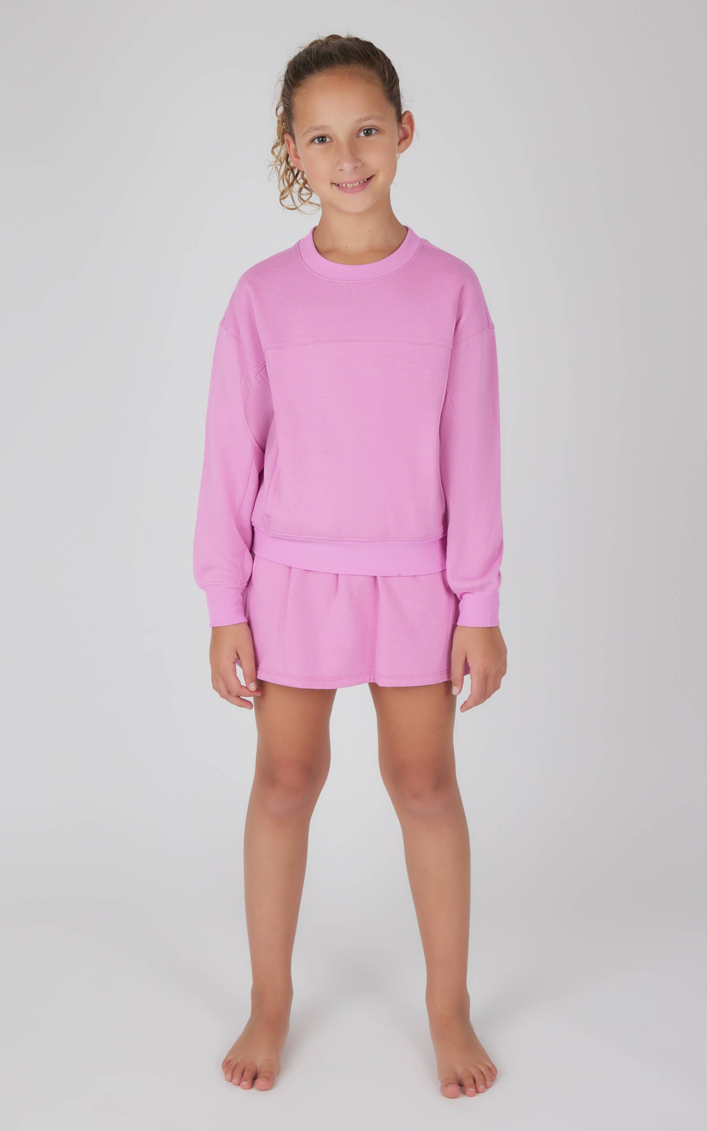 Girls Terry Brushed Crew Pullover and Skort - Set