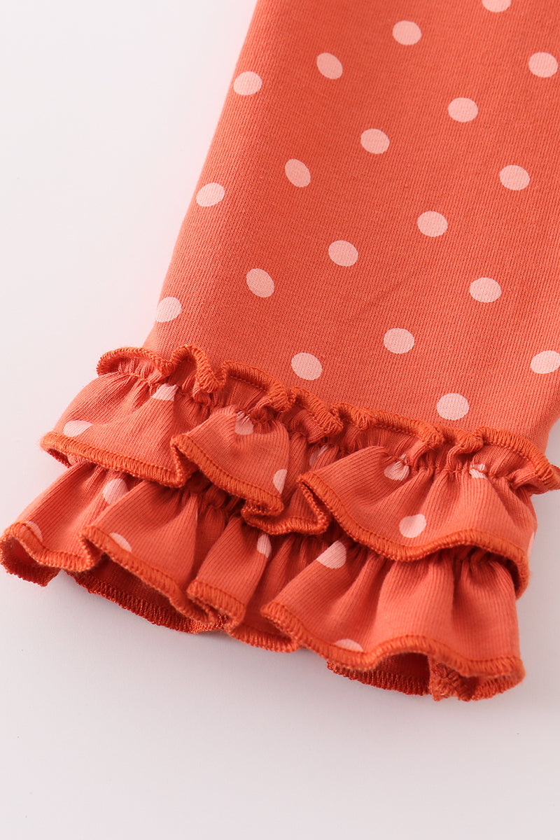 Platinum rust dot ruffle girl pants