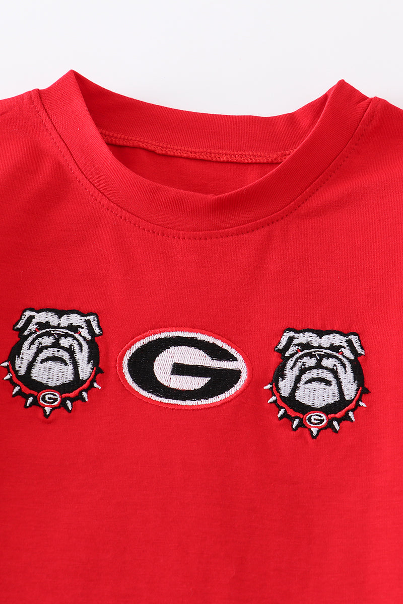 Red georgia embroidery boy top