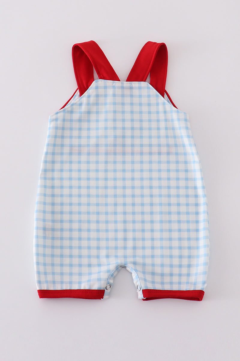 Blue flag embroidery gingham jonjon