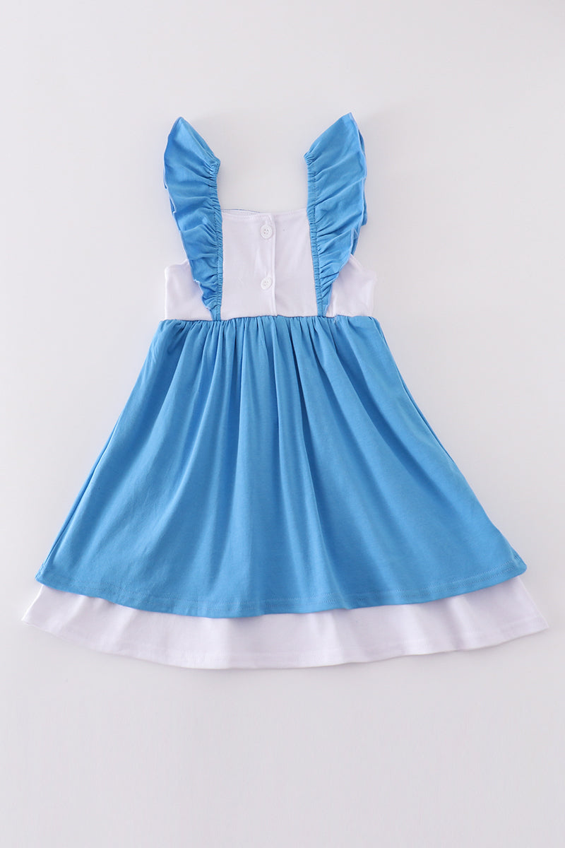 Blue frozen smocked girl dress