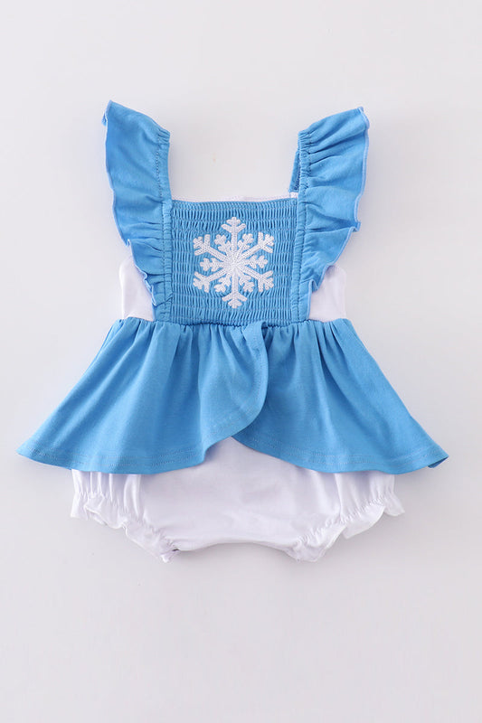 Blue frozen smocked girl bubble