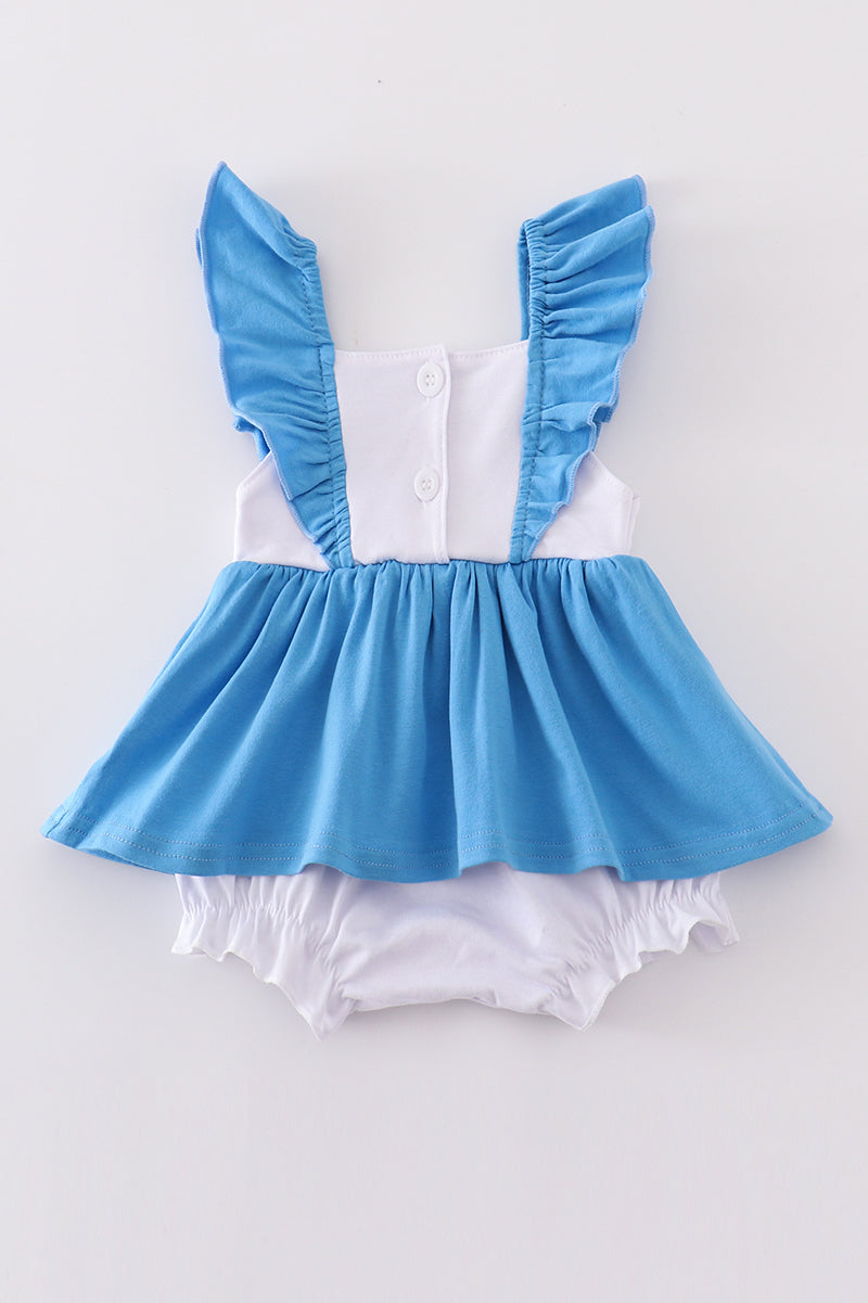 Blue frozen smocked girl bubble