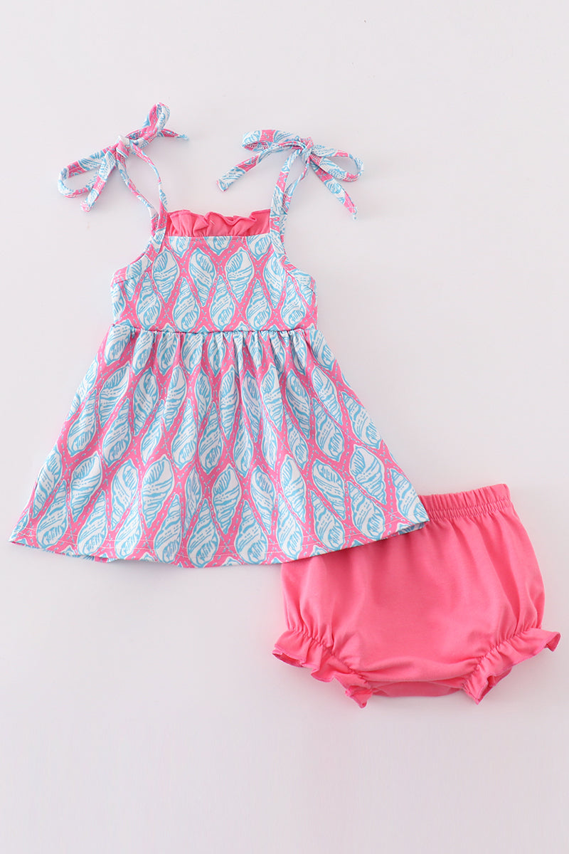 Blue ribbon charm girl bloomer set