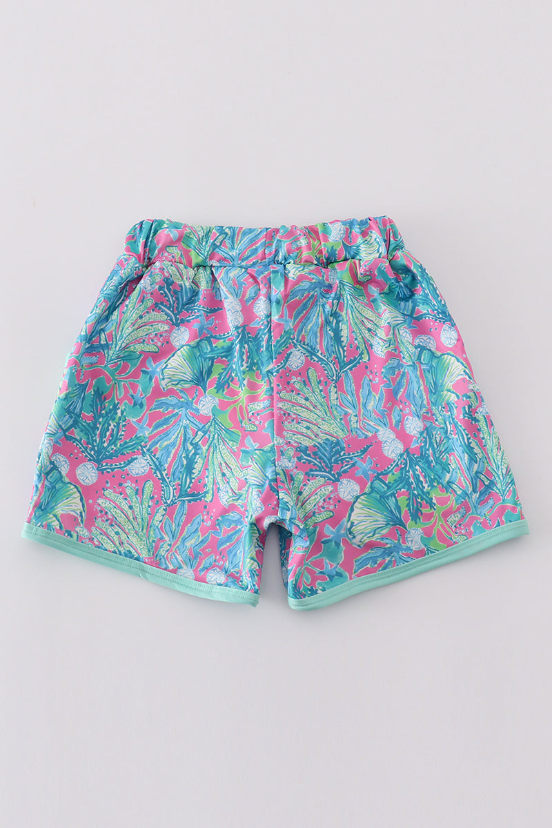 Green jungle bloom boy shorts