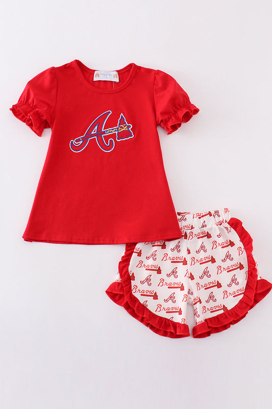 Atlanta baseball applique girl set