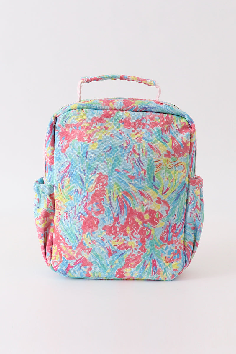 Green floral ruffle lunch bag