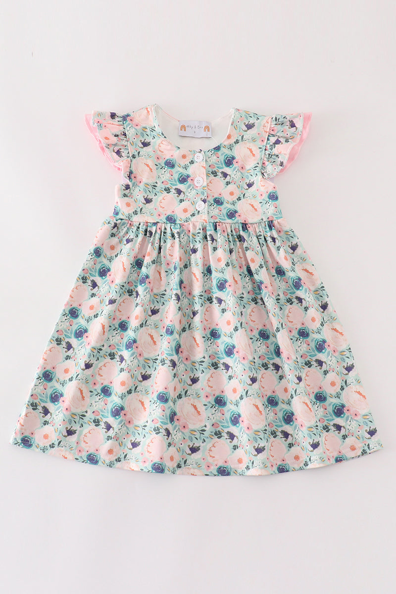 Green garden serenity print dress