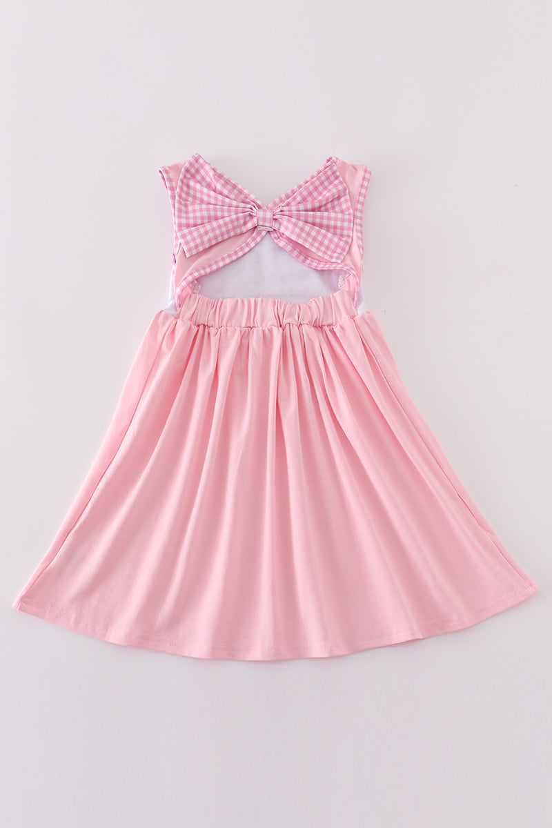 Pink puppy embroidery girl dress