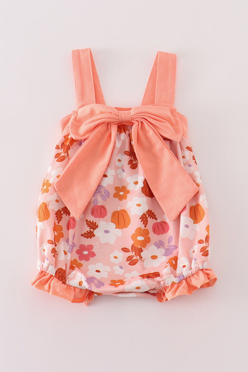 Pumpkin floral print bow girl bubble