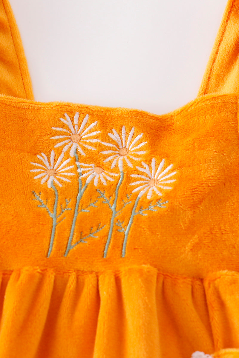 Honey velvet floral embroidery baby set