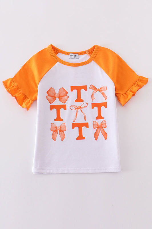 Tennessee bow print girl top