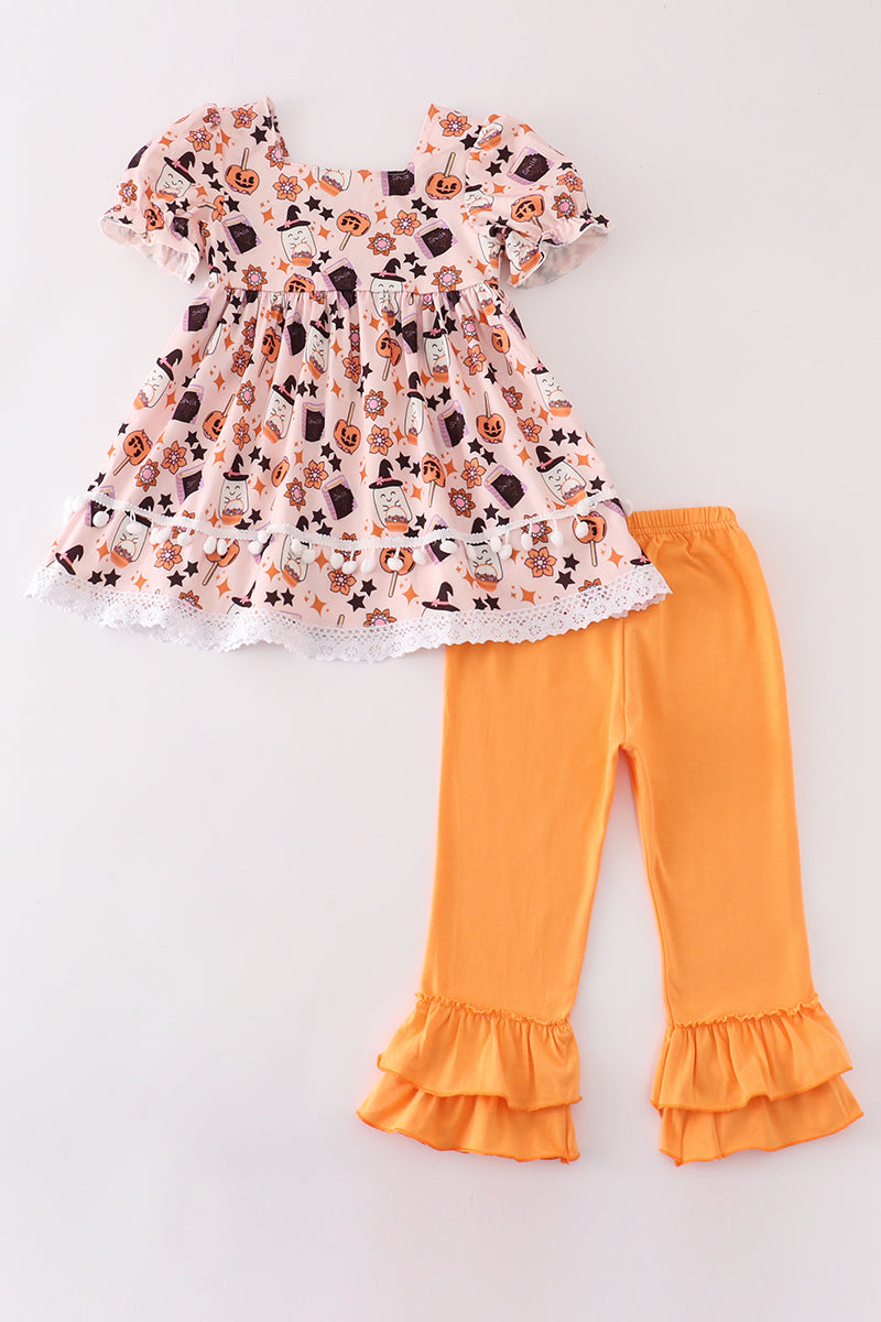 Happy halloween girl pants set