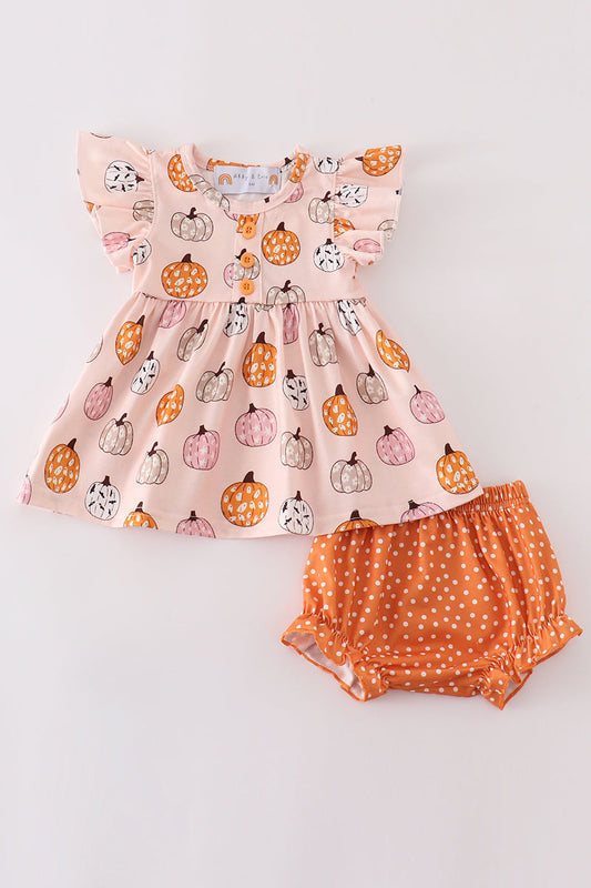 Pink pumpkin baby girl set