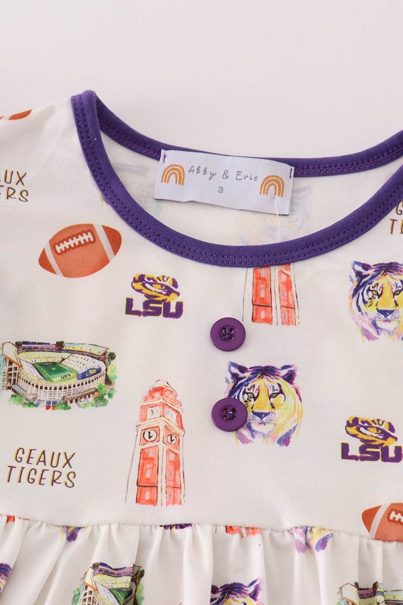 Purple geaux tiger girl dress