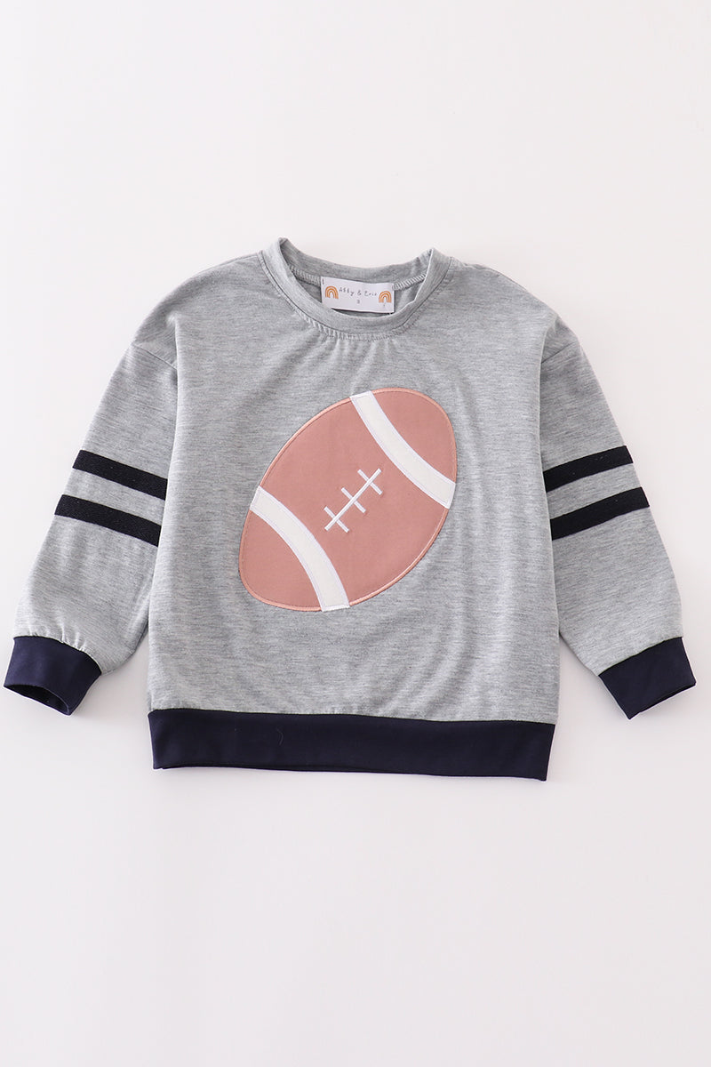 Grey football applique boy top