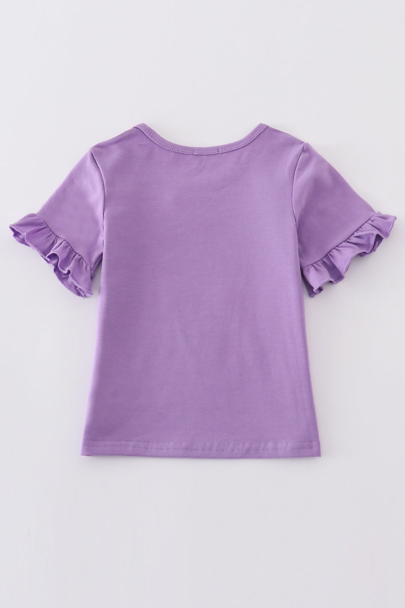 Purple music fan print girl top