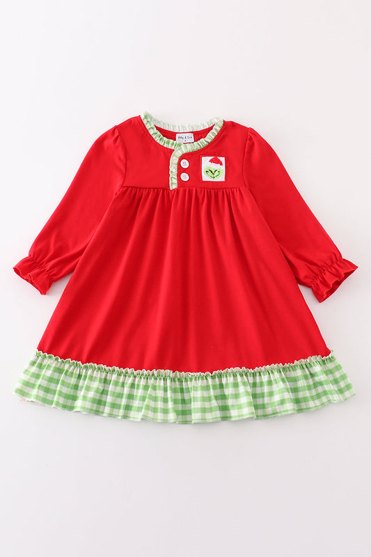 Red christmas grinch french knot girl gown